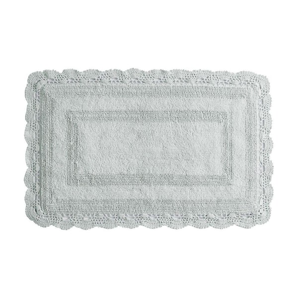Laura Ashley Crochet Sage Green 21 in. x 34 in. Solid 100% Cotton Bath ...