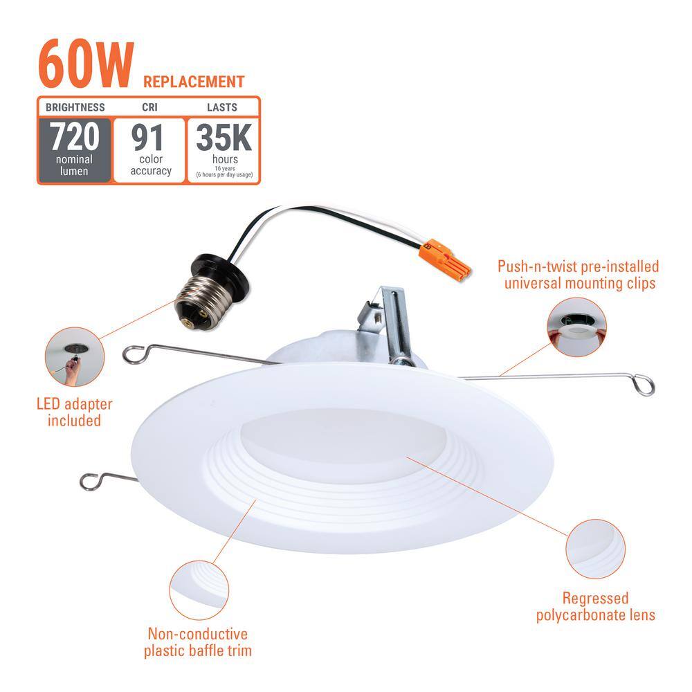 White Aluminum 5/6 Inch LED Recessed Lighting Pack