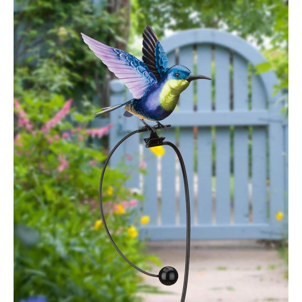 Colorful Iridescent Metallic Hummingbird Rocker Stake for Outdoor