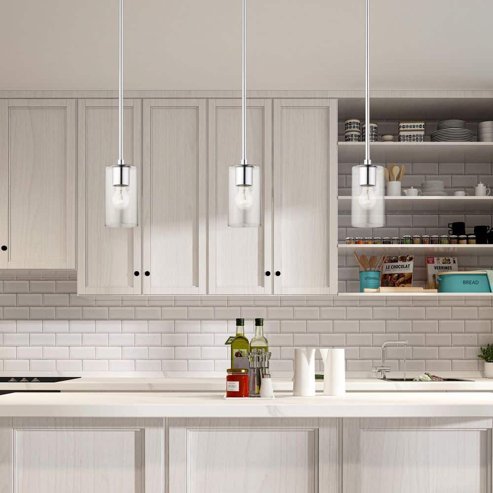 Zurich Polished Chrome Clear Glass Modern 1-Light Pendant