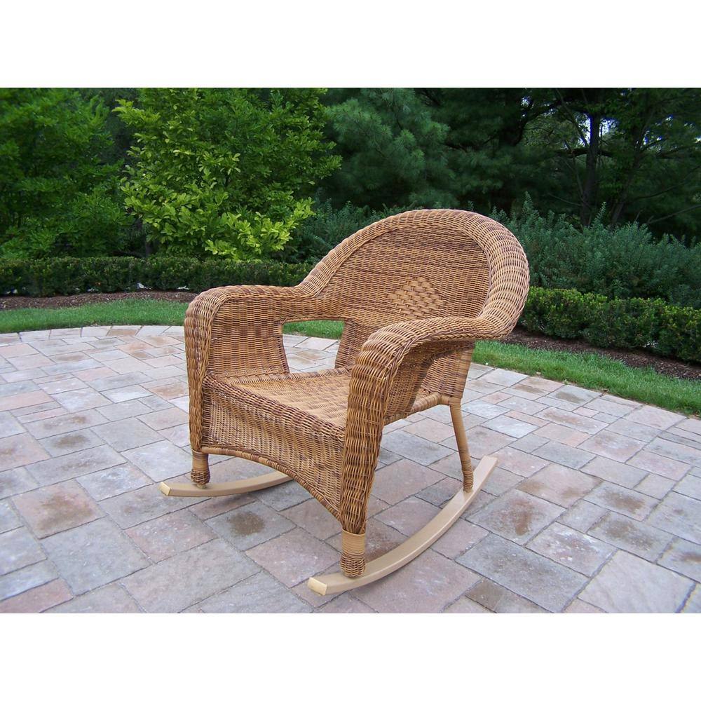 Natural Wicker Outdoor Rocking Chair 2 Pack Hd90031 R Nt The Home Depot