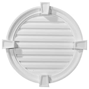22 in. x 22 in. Round Primed Polyurethane Paintable Gable Louver Vent Non-Functional