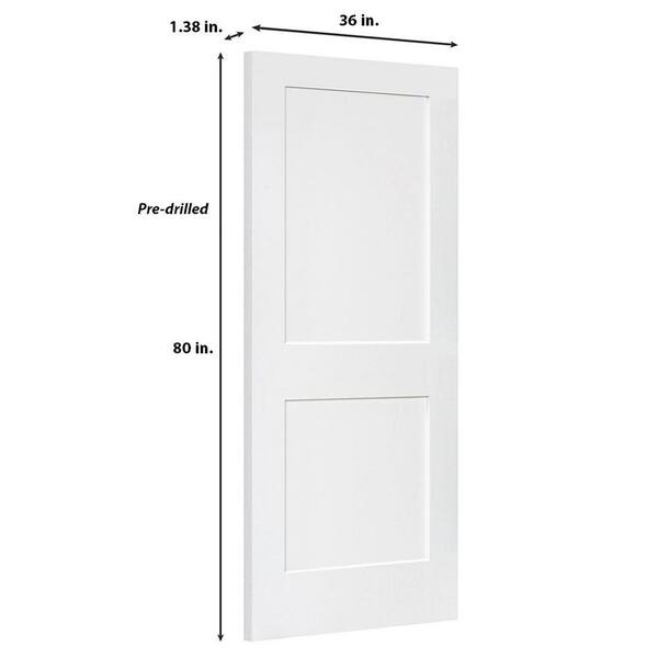 Kimberly Bay 80 in. H x 36 in. W 2-Panel Shaker White Solid Core