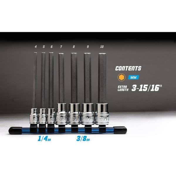 7-Piece Metric Capri Tools Long Hex Bit Socket Set Advanced Series