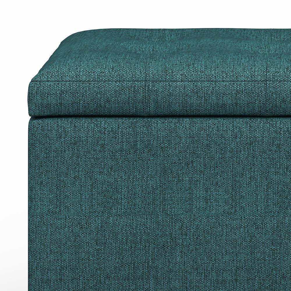 Teal Tufted Polyester Storage Footstool Ottoman