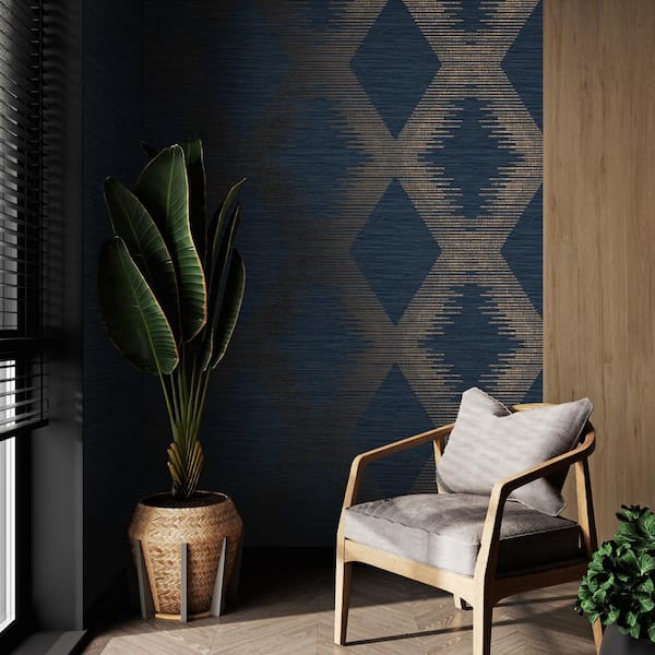 Serenity Geo Navy and Cooper Wallpaper