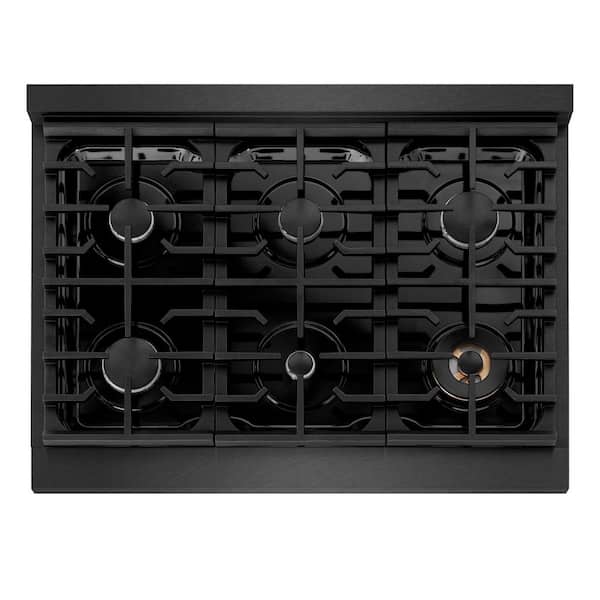 36 in. Paramount Gas Rangetop with 6 Burners and Porcelain Cooktop in Black Satin Stainless Steel