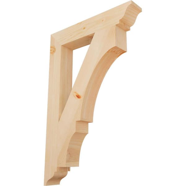 Ekena Millwork 3.5 in. x 36 in. x 24 in. Douglas Fir Balboa Traditional Smooth Bracket