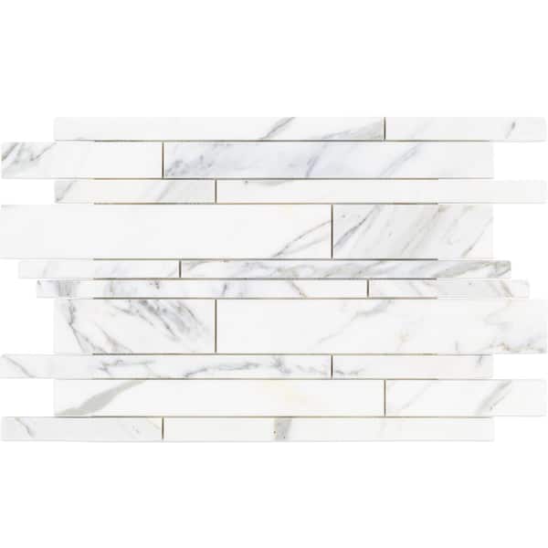 Seres Calacatta White 12 in. x 18 in. x 9.5 mm Marble Mosaic