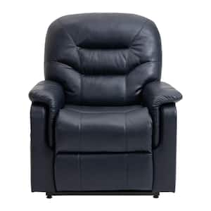 Ergonomic Blue Faux Leather Power Lift Recliner Chair for Elderly with Side Pocket and Remote Control