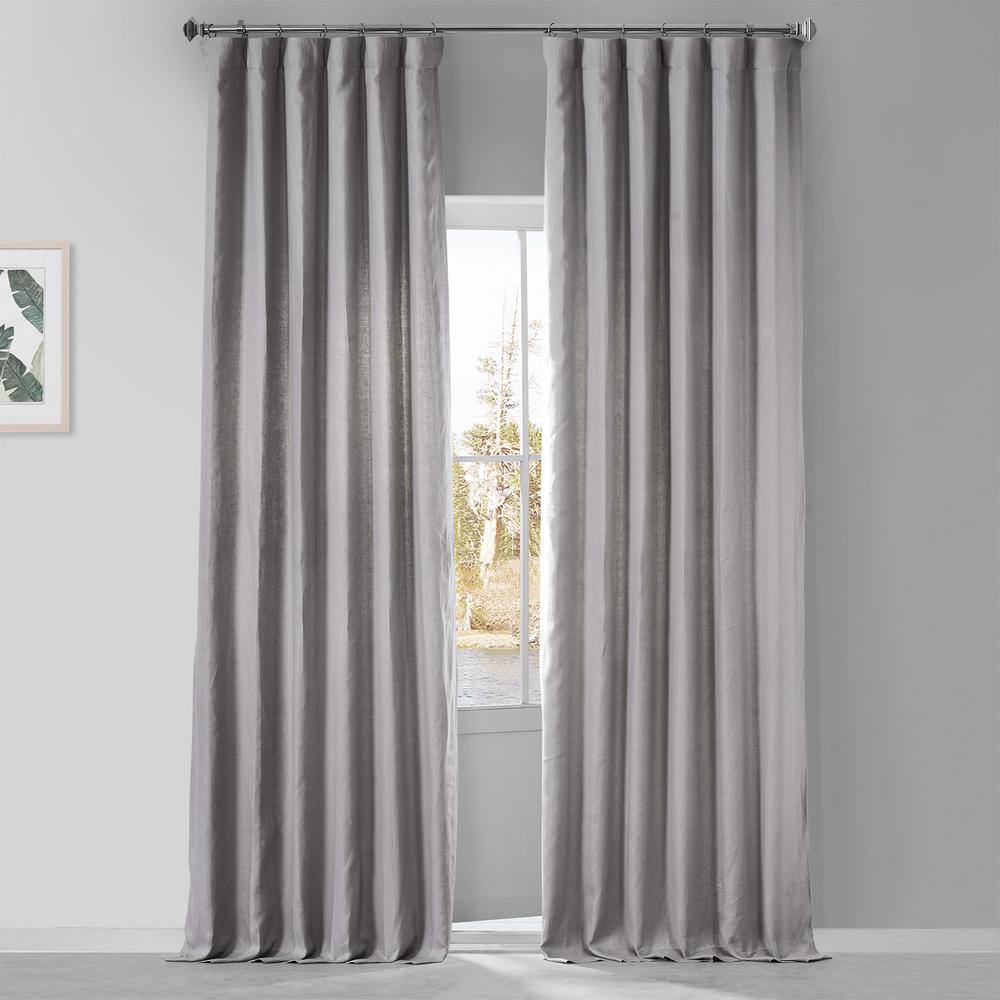 Creative Home Ideas Tobie Light Grey Jacquard Polyester 38 in. W x 108 in.  L Back Tab Blackout Curtain (2-Panels with 2-Tiebacks) YMC016472 - The Home  Depot