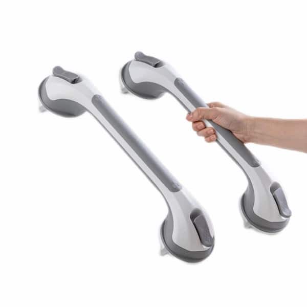 2 Pack 16.8 in. Shower Grab Bars for Elderly Safety, No Drilling Removable Handles with Suction Cups in Grey