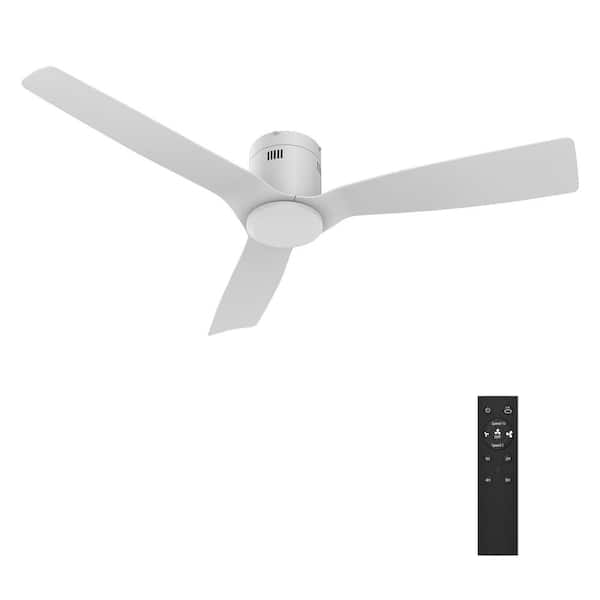 CARRO Modena 52 in. Indoor White 10-Speed DC Motor Flush Mount Ceiling Fan with Remote Control
