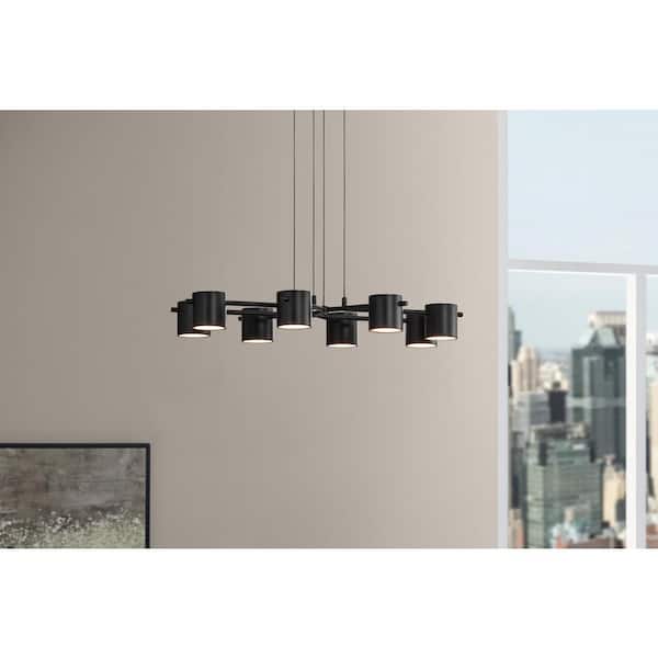 Hampton Bay Turrill 40-Watt 8-Light Matte Black Integrated LED Candlestick Chandelier