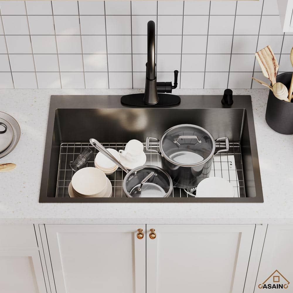33" Gunmetal Black Stainless Steel Farmhouse Kitchen Sink