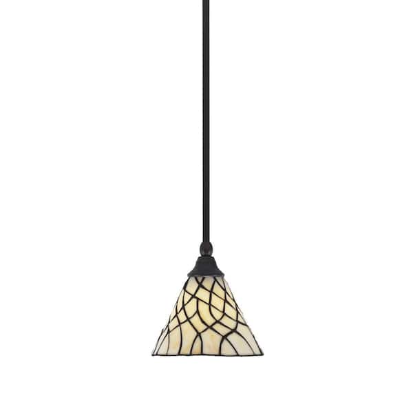 Unbranded Sparta 100-Watt 1-Light Espresso Shaded Pendant Light Mini Pendant with Sandhill Art Glass, No Bulb Included
