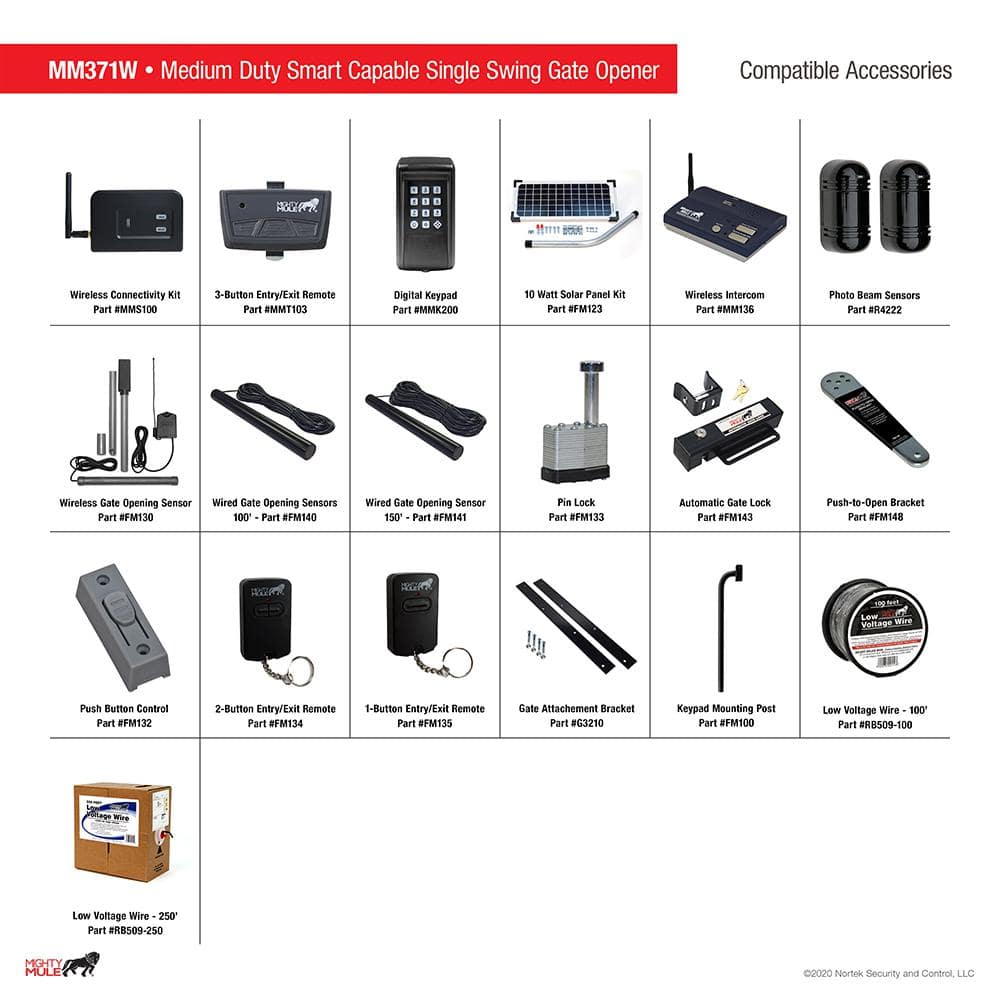 Mighty Mule Black Automatic Single Swing Gate Opener Kit