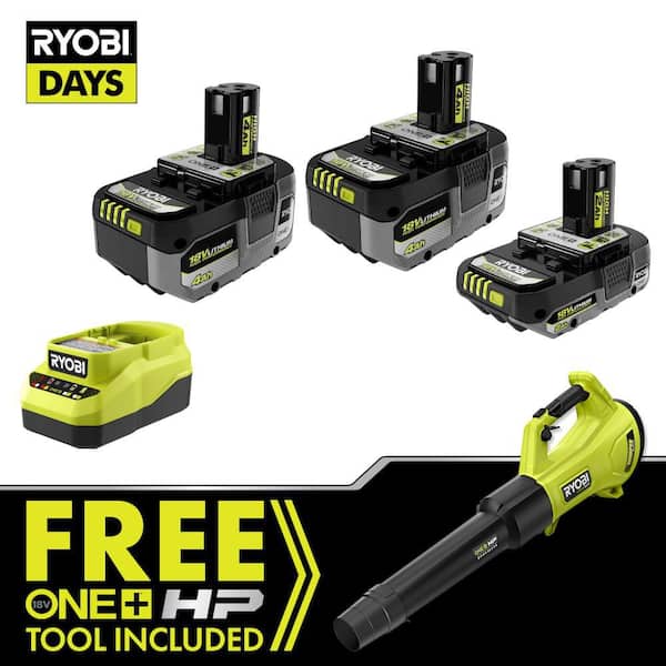 ONE+ 18V HIGH PERFORMANCE Kit w/ (2) 4.0 Ah Batteries, 2.0 Ah Battery, Charger, & FREE ONE+ HP 120 MPH 450 CFM Blower