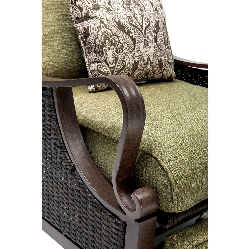Ventura Green Cushioned Steel and Wicker Reclining Lounge Chair