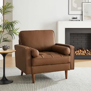 Valour Faux Leather Tufted Accent Armchair in Brown