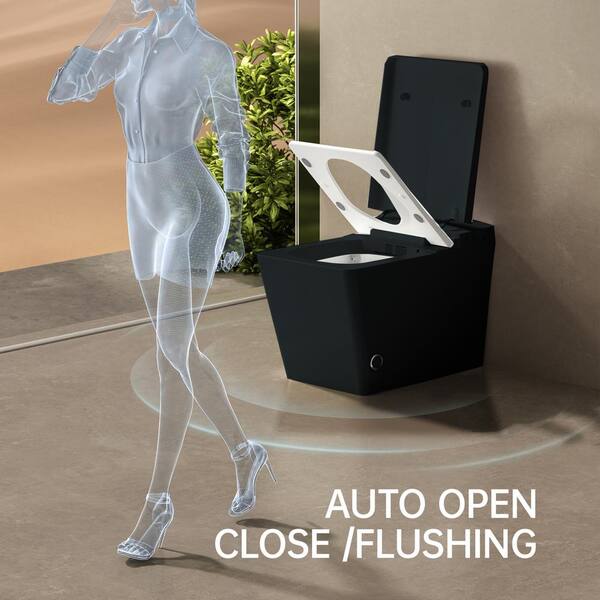 Nivencai Smart Square Bidet Toilet Matte Black - Heated, Self-Cleaning, Touchless