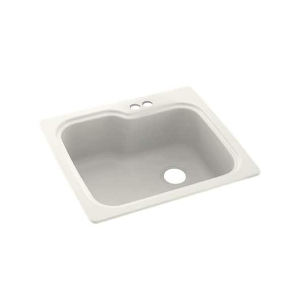 Swan Dual-Mount Bisque Solid Surface 25 in. x 22 in. 2-Hole Single Bowl Kitchen Sink