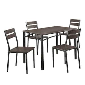 Drammen 5-Piece Wood Top Antique Brown Dining Table Set