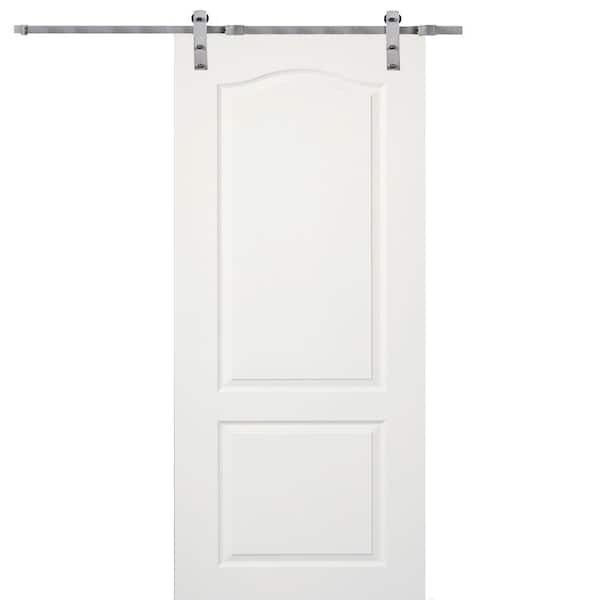 MMI Door 36 in. x 80 in. Primed Princeton Smooth Surface Solid Core Door with Barn Door Hardware Kit