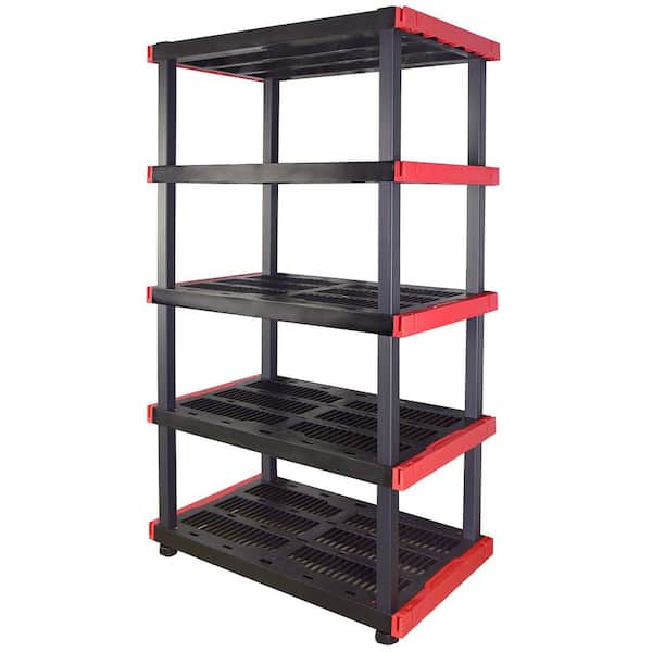 HDX 5-Tier Plastic Garage Storage Shelving Unit in Gray (36 in. W x 72 in.  H x 24 in. D) 128974 - The Home Depot