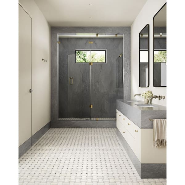 Jumbo Basketweave Dolomite and Bardiglio Dot 11.25 in. x 11.25 in. Honed Marble Mosaic Floor Tile (8.74 sq. ft./Case)