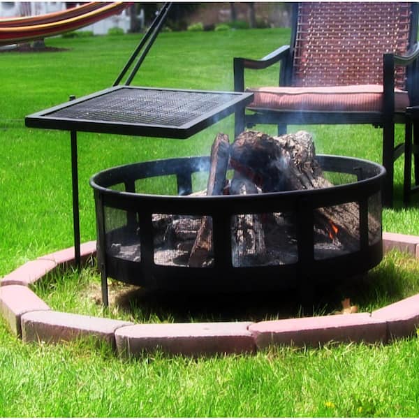 FUSIVE Fire Pit Grill, Adjustable Swivel Campfire Grill BBQ Steel Grate,  for Outdoor Open Fire Cooking BBQ
