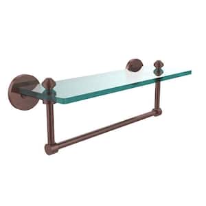 Southbeach 16 in. L x 5 in. H x 5 in. W Clear Glass Vanity Bathroom Shelf with Towel Bar in Antique Copper