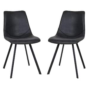 Markley Charcoal Black Faux Leather Dining Chair Set of 2