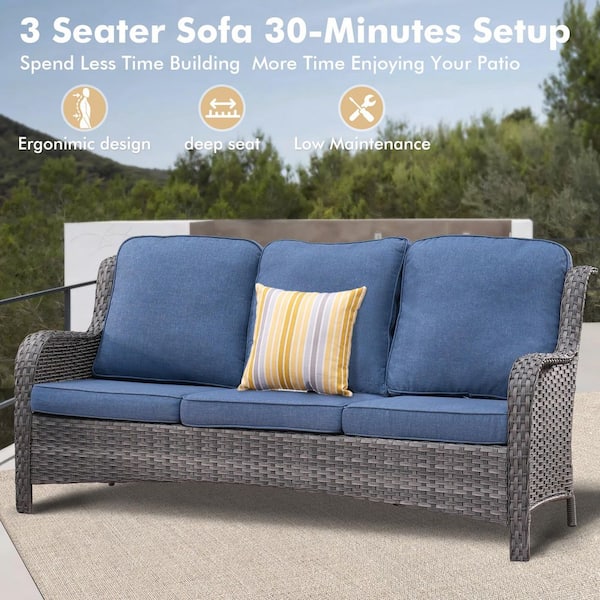XIZZI Erie Lake Gray 7-Piece Wicker Outdoor Patio Conversation