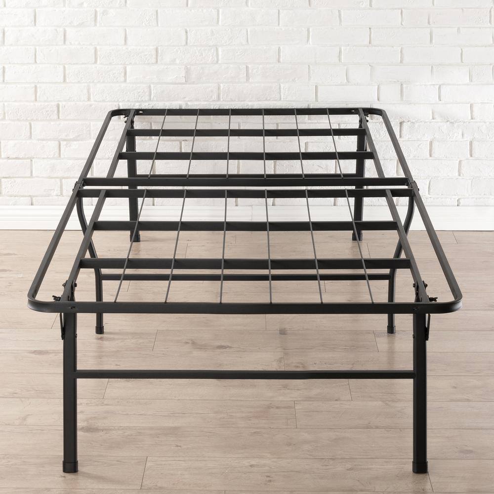 MELLOW Bifold Metal Platform Bed Frame with Heavy Duty Steel Slats, Black, Twin HDSB18T The