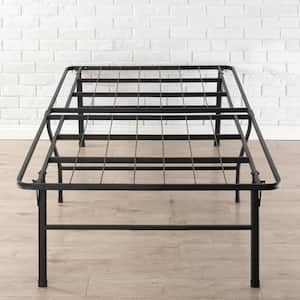 Bifold Metal Platform Bed Frame with Heavy Duty Steel Slats, Black, Twin