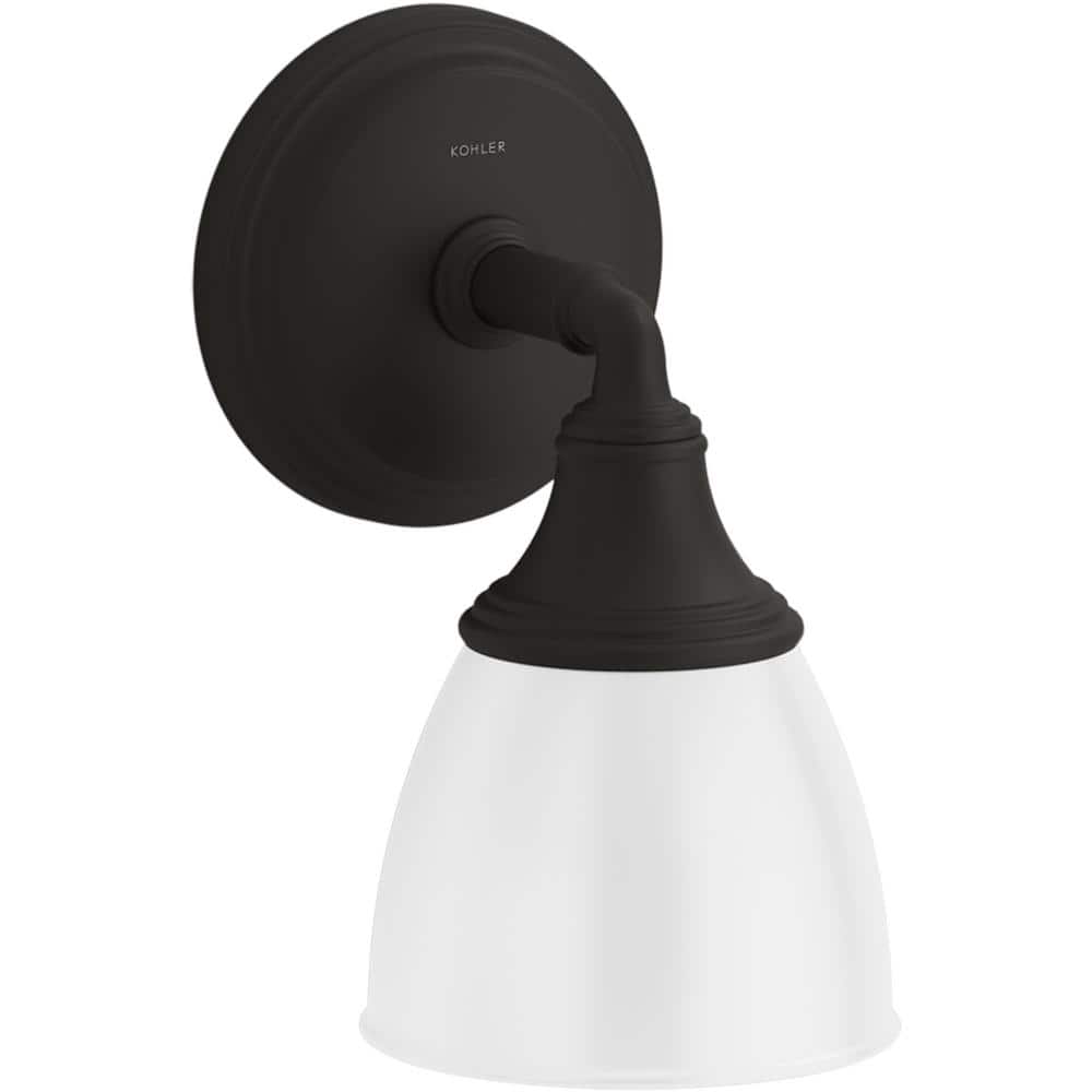 Devonshire Matte Black 6'' Frosted-Glass Bathroom Wall Sconce