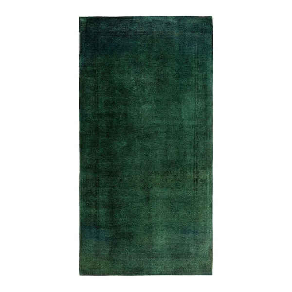 Overdyed Green 5 ft. x 10 ft. Solid Wool Indoor Runner Rug