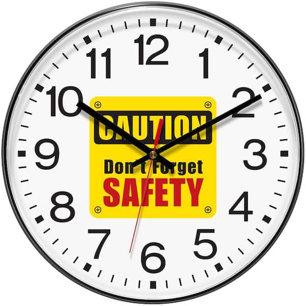 Prosaic Black Analog Caution Don't Forget Safety 12 in Wall Clock