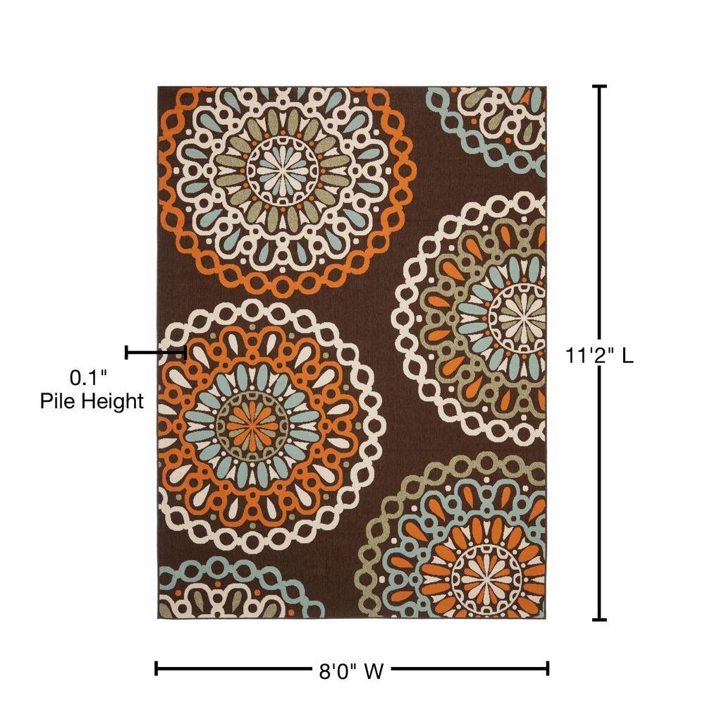 Chocolate and Terracotta Floral Reversible Rectangular Rug