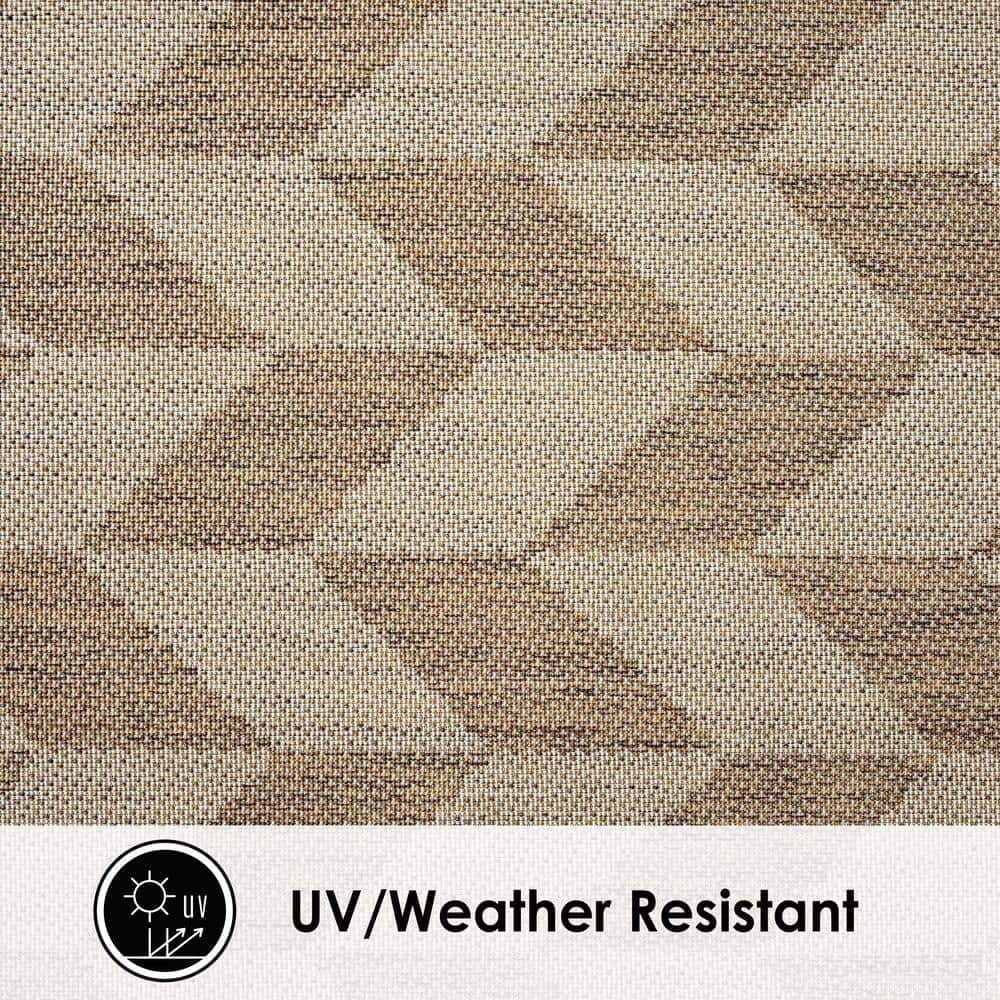 Brown and Beige Herringbone Indoor/Outdoor Area Rug 5'2" x 7'2"