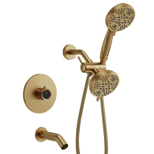 EVERSTEIN Single Handle 13-Spray Tub and Shower Faucet 1.8 GPM in Brushed Gold Valve Included