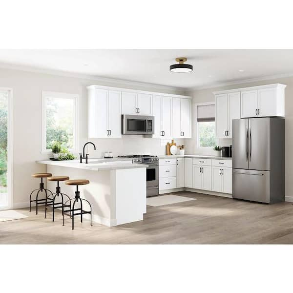 Courtland 36 in. W x 24 in. D x 34.5 in. H Assembled Shaker Sink Base Kitchen Cabinet in Polar White