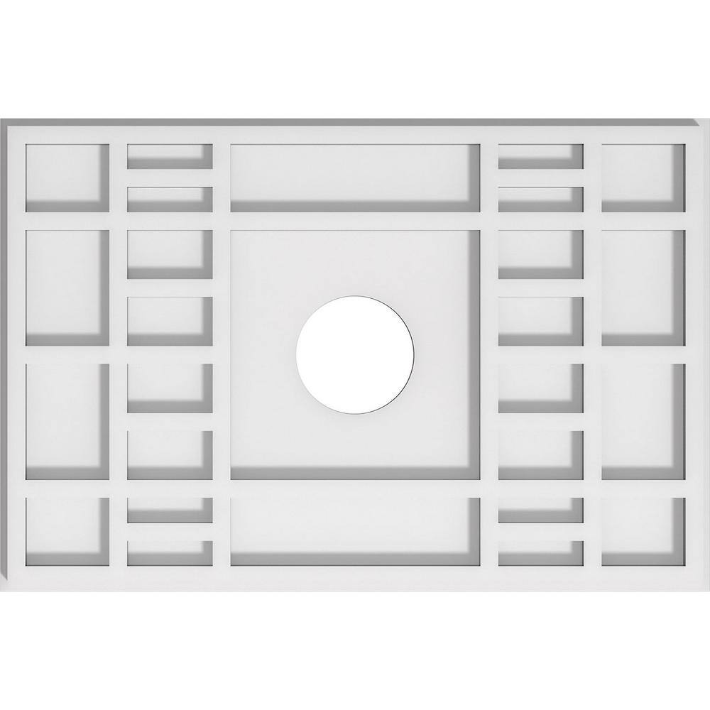 White PVC Contemporary Rectangular Ceiling Medallion, 18" x 12"