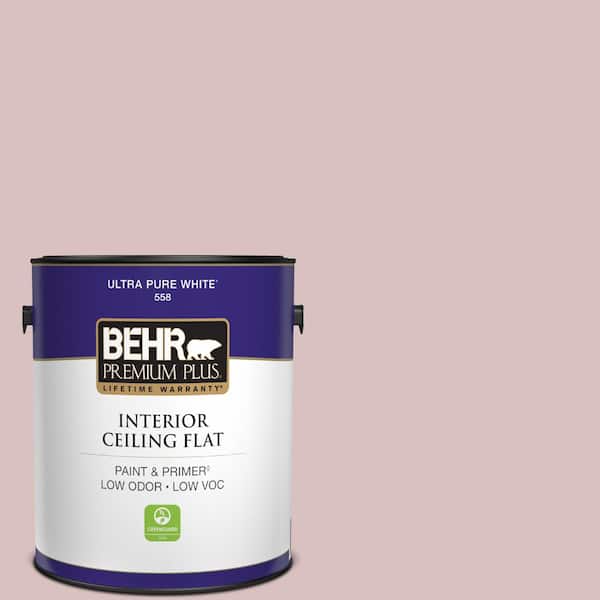 BEHR PREMIUM PLUS 1 gal. #PPU17-08 Peony Blush Ceiling Flat Interior Paint