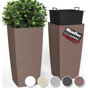 Modern 14 in. L x 14 in. W x 27.5 in. H 93.99 qts. Mocha Outdoor Resin Planter 2 (-Pack)