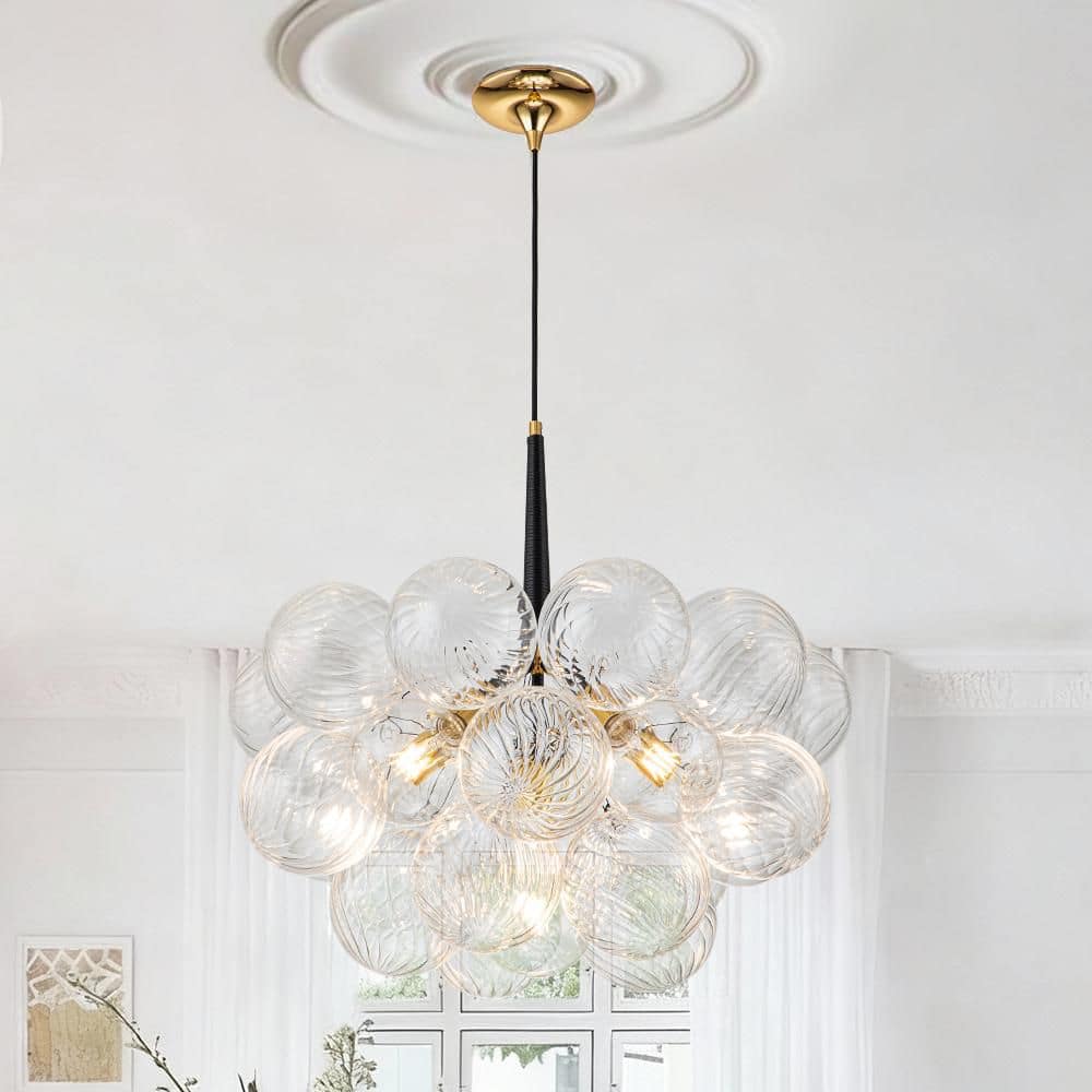 Y'INSP AURA BUBBLE 6-Light Gold and Black Nordic Bubble Cluster