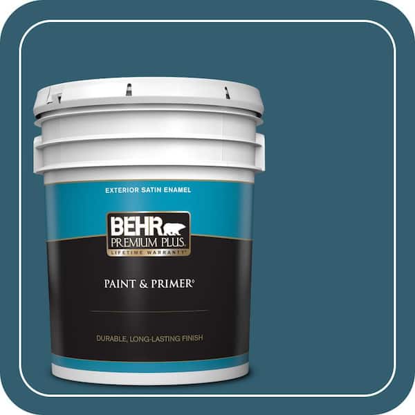 BEHR PREMIUM PLUS 5 gal. #ECC-13-3 Flowing River Satin Enamel Exterior Paint & Primer