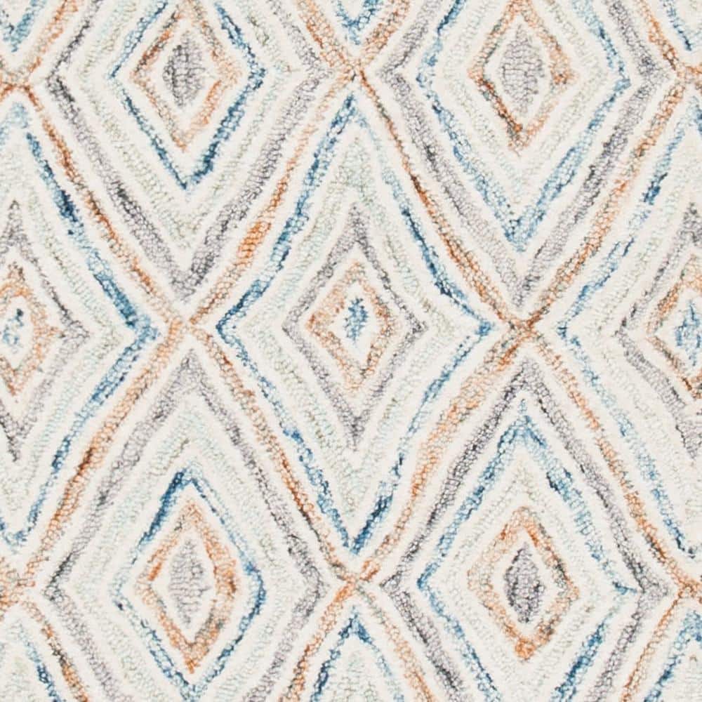 Capri Elegance Hand-Tufted Wool Runner Rug in Blue and Rust, 27"x9"