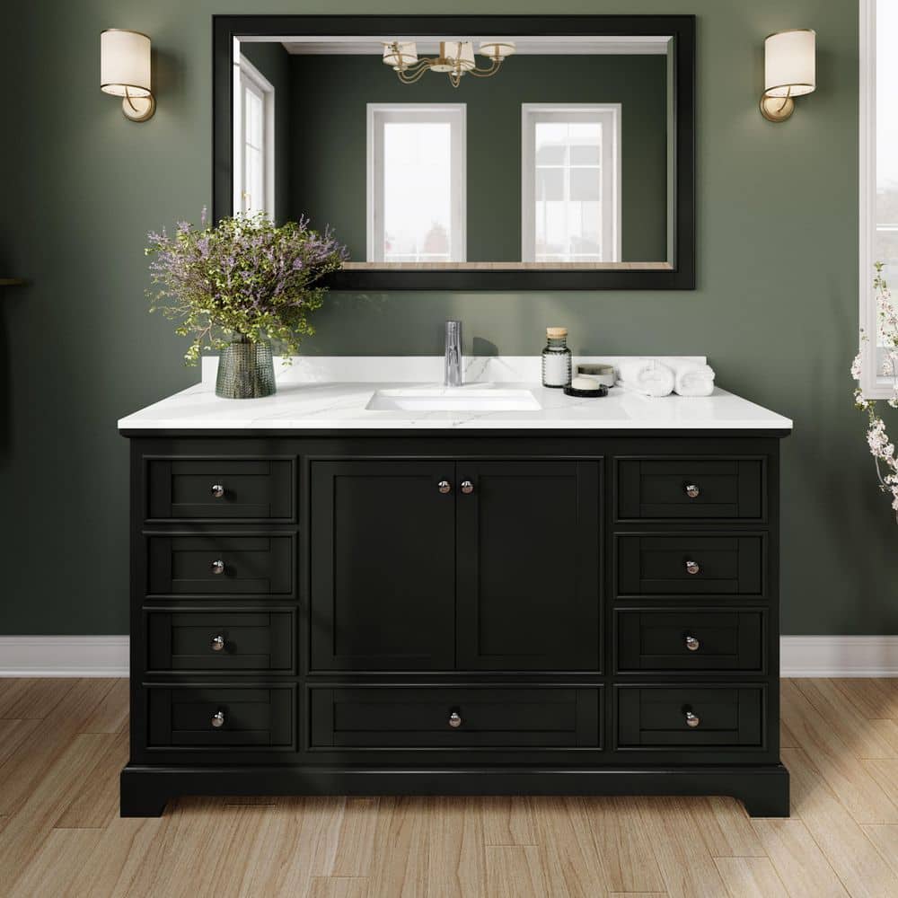 Deborah 60 in. W x 22 in. D x 35 in. H Single Bath Vanity in Dark Espresso with Giotto Quartz Top and MC Mirror price history on PriceWatchPro